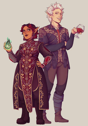 Astarion and Tav illustration used to create an Acrylic Standee. 2024