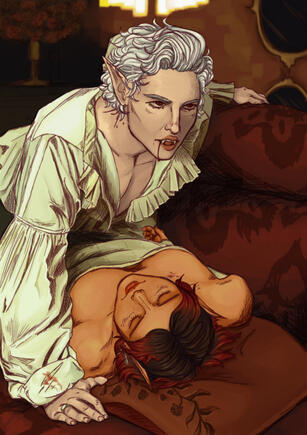 Painting of Astarion and Tav. 2023.