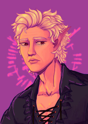 Astarion painting from Baldur's Gate 3. 2024.