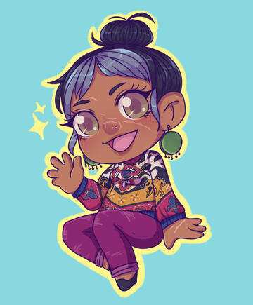 Chibi drawing of Haddie Kaur from Dead by Daylight. 2022.